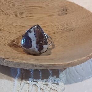 Jasper Teardrop Sterling Ring